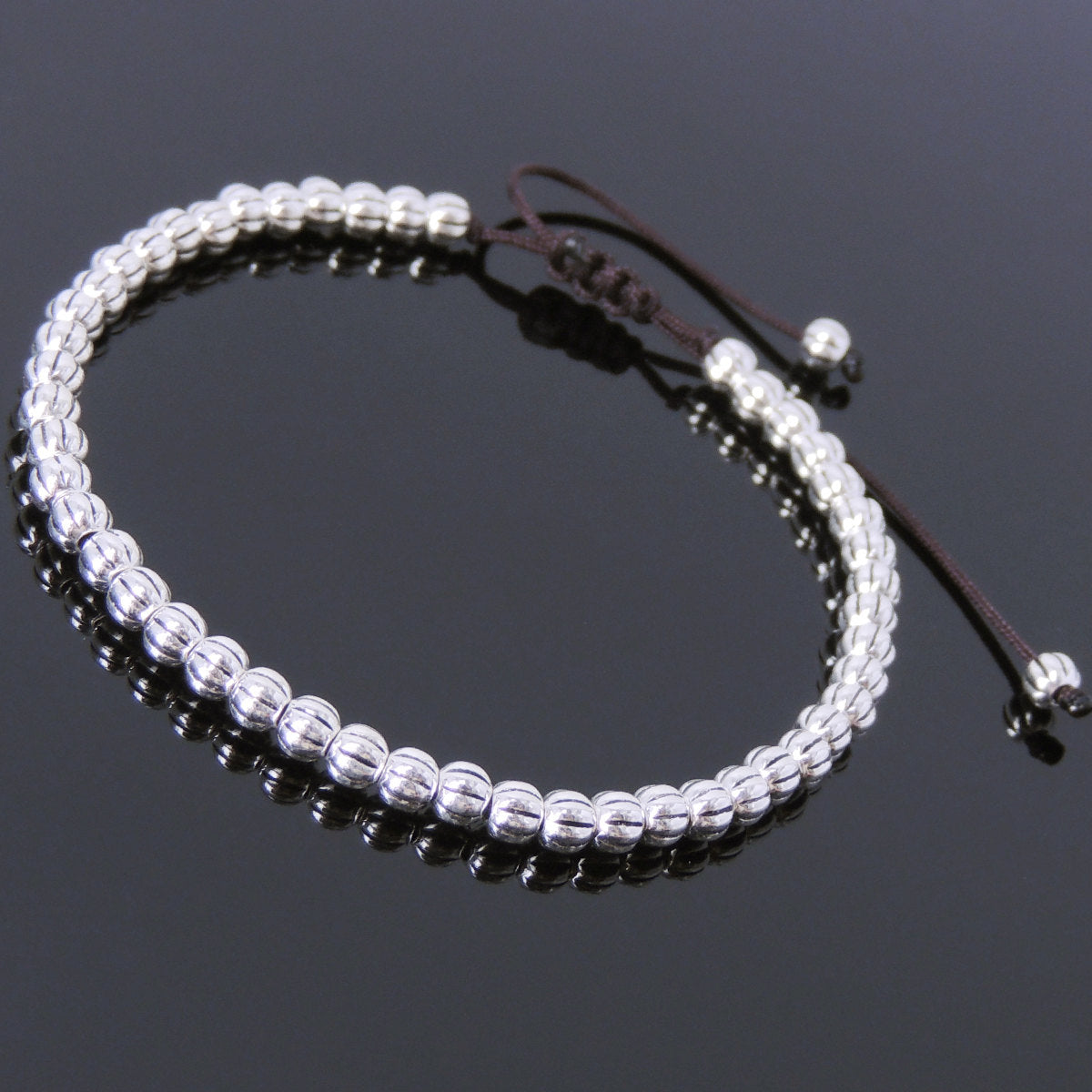 Adjustable Braided Healing Bracelet with S925 Sterling Silver Artisan Beads - Handmade by Gem & Silver BR696