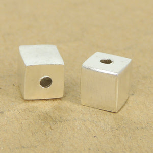 2 PCS Geometric Balance Cube Beads - S925 Sterling Silver WSP412X2