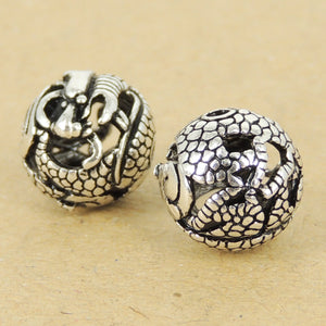 2 PCS Vintage Dragon Protection Beads - S925 Sterling Silver WSP417X2