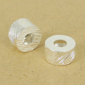 2 PCS Seamless Textured Wheel Charms - S925 Sterling Silver WSP419X2