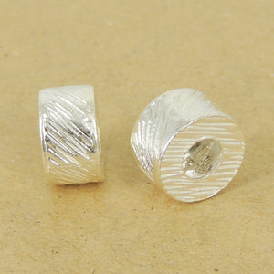 2 PCS Seamless Textured Wheel Charms - S925 Sterling Silver WSP419X2