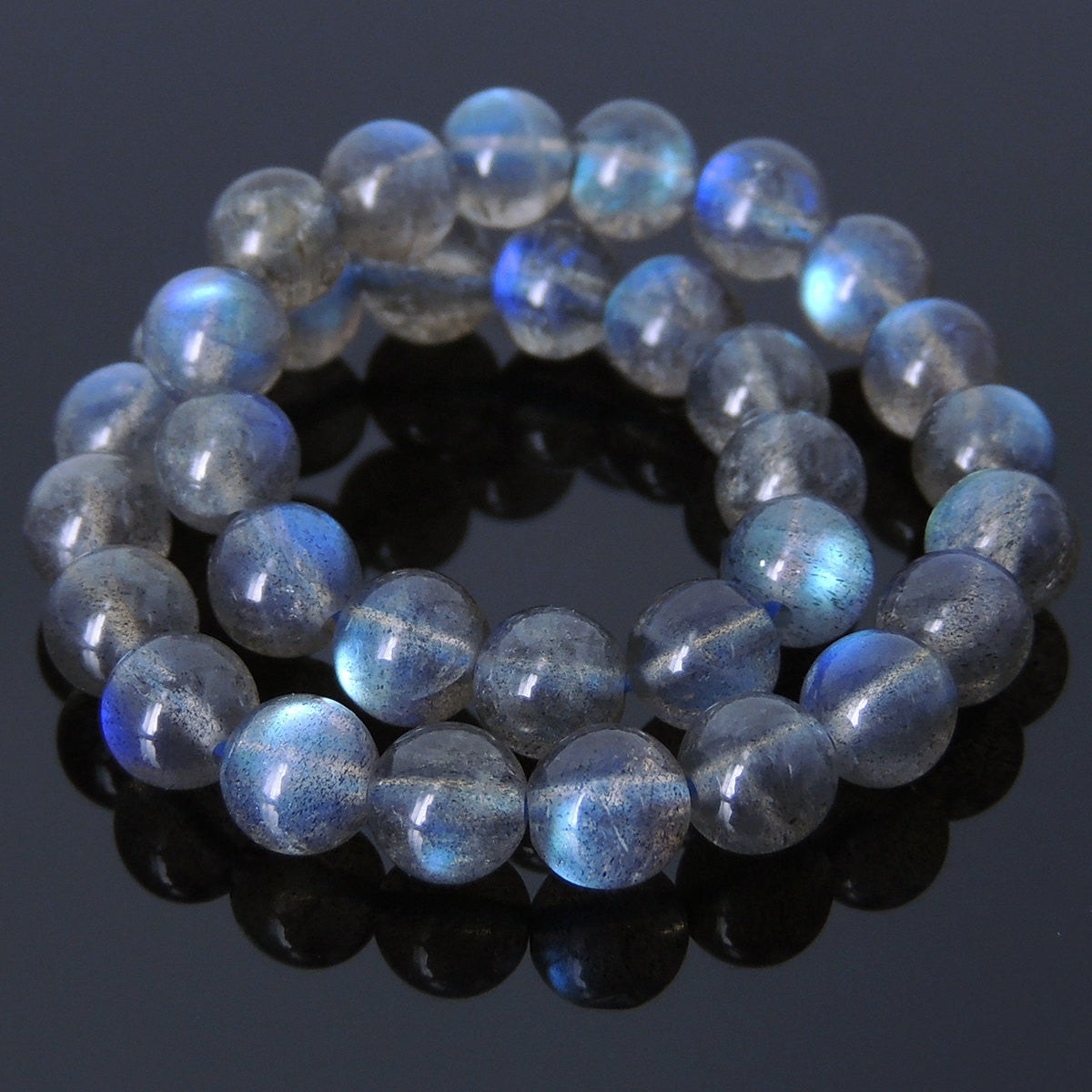 Grade AAAAA Bright Labradorite Healing Gemstone Bracelet - Handmade by Gem & Silver BR245E