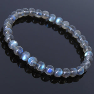Grade AAAAA Bright Labradorite Healing Gemstone Bracelet - Handmade by Gem & Silver BR245E